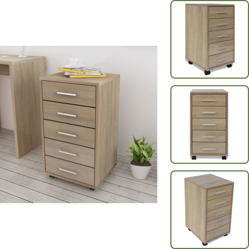 Cassettiera con Ruote rovere fumo in Legno Multistrato |...Cassettiera con Ruote rovere fumo in Legno Multistrato 342674 Cassettiera con Ruote Rovere Fumo in Legno Multistrato