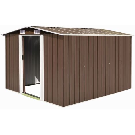 vidaXL Casetta da Giardino 257x298x178 cm in Metallo Marrone