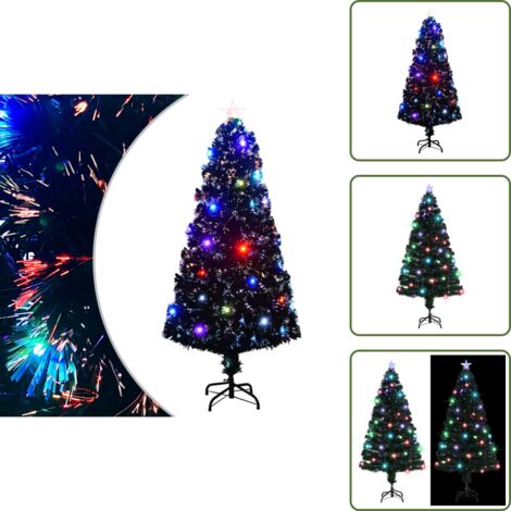 Decorazioni natalizie - vidaXL Albero di Natale Preilluminato con Supporto e LED 150 cm Fibra Ottica - Albero di Natale con luci