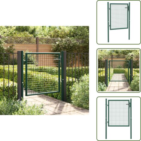 Recinzione giardino - vidaXL Cancello per Recinzione in Acciaio 100x75 cm Verde - Cancello da giardino