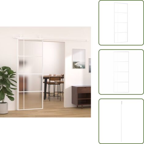 Porta scorrevole in alluminio - vidaXL Porta Scorrevole ESG Vetro e Alluminio 75x205 cm Bianca - Porta scorrevole bianca