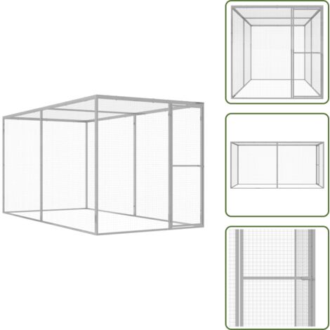 Gabbia per gatti esterni - vidaXL Gabbia per Gatti 3x1,5x1,5 m in Acciaio Zincato -
