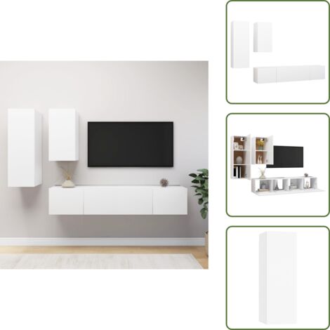 Armadio TV in legno - vidaXL Set di Mobili Porta TV 4 pz Bianco in Legno Multistrato -