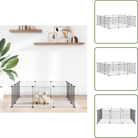 Gabbia per gatti - vidaXL Gabbia per animali domestici a 12 pannelli con porta nera 35x35 cm in acciaio - Gabbia per animali
