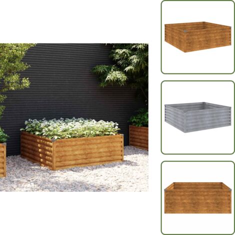 Fioriera da balcone - vidaXL Fioriera Rialzata da Giardino 100x100x36 cm in Acciaio Corten - Fioriera per piante