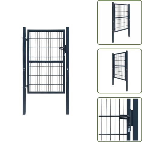 Recinzione antracite - vidaXL Cancello per Recinzione in Acciaio 100x200 cm Antracite - Cancello con cerniere