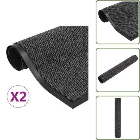 Tappeti in polipropilene - vidaXL Tappeti Antipolvere 2 pz Trapuntati 80x120 cm Antracite - Tappeti antipolvere antracite