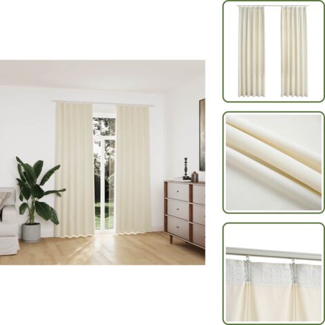 Tende per camera da letto - vidaXL Tende Oscuranti con Ganci 2 pz Crema in Velluto 140x225 cm - Tende per salotto