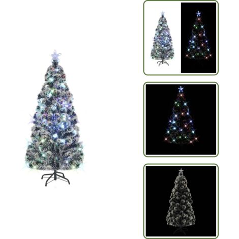 Albero di Natale preilluminato - vidaXL Albero di Natale Preilluminato con Supporto e LED 180 cm Fibra Ottica - Supporto in acciaio