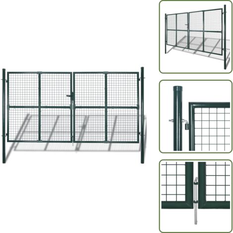 Cancello per patio - vidaXL Cancello per Recinzione a doppia Porta 300x150 cm in Acciaio verniciato a Polvere - Cancello per terrazza