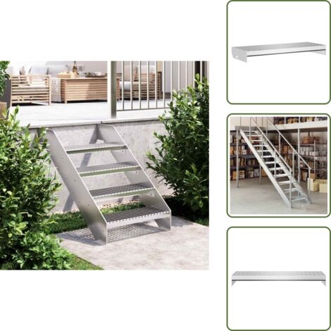 Scala in acciaio - vidaXL Gradino in Griglia 60x24x7 cm Acciaio Zincato - Gradino zincato