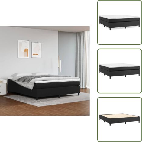 Letto a rete - vidaXL Struttura Letto a Rete a Molle Nero 160x200 cm in Similpelle - Letto in similpelle