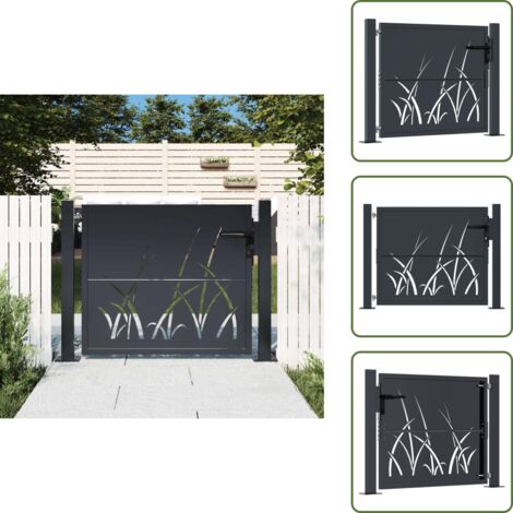 Cancello da giardino in acciaio zincato - vidaXL Cancello da giardino antracite 100x100 cm in acciaio design erba - Cancello da giardino con serratura
