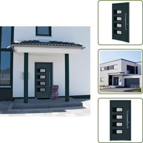 Maniglia porta - vidaXL Porta Ingresso Antracite 100x200 cm in Alluminio e PVC - Blocco di sicurezza
