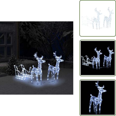Luci LED - vidaXL Decorazione Natalizia Renne e Slitta 160 LED 130 cm in Acrilico - Decorazione esterna