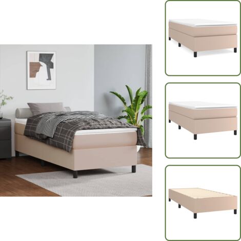 Letto in similpelle - vidaXL Struttura Letto a Rete a Molle Cappuccino 90x200 cm in Similpelle - Letto a rete in compensato