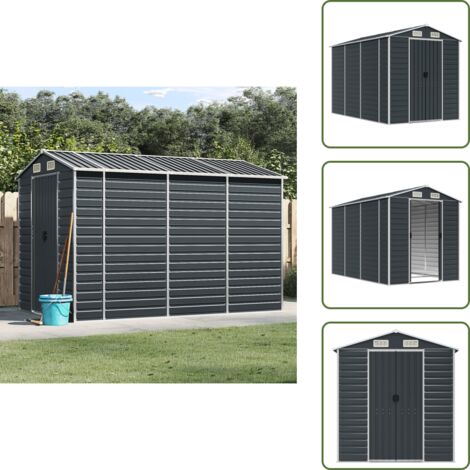 Capanno per legna - vidaXL Capanno da Giardino Antracite 191x300x198 cm in Acciaio Zincato - Capanno per mobili