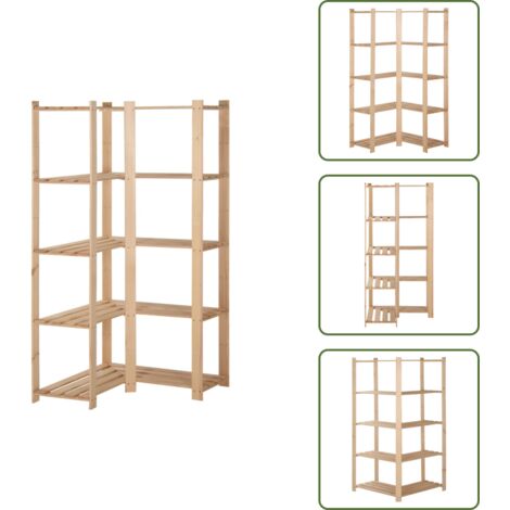 Scaffale per lavanderia - vidaXL Scaffale ad Angolo 5 Livelli 82,5x82,5x170 cm Massello di Pino - Scaffale per cantina
