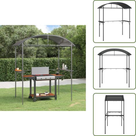 Barbecue all'aperto - vidaXL Gazebo Barbecue Ripiani Laterali Antracite 220x115x230 Acciaio - Gazebo in acciaio
