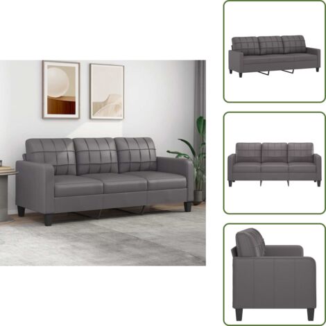Divano moderno - vidaXL Divano a 3 Posti Grigio 180 cm in Similpelle - Divano per casa