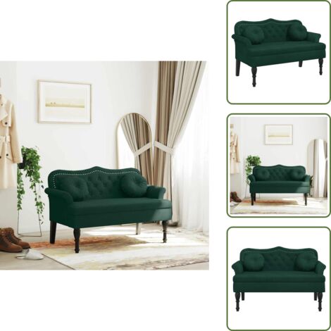 Design elegante - vidaXL Panca con Cuscini Verde Scuro 120,5x65x75 cm Velluto - Cuscini imbottiti