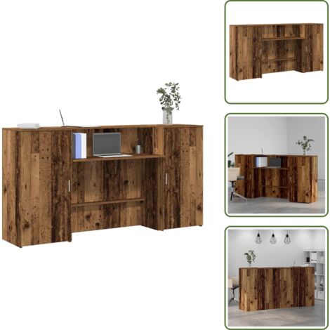 Bancone in truciolato - vidaXL Banco Reception Legno Vecchio 200x50x103,5 cm Legno Multistrato - Reception in legno