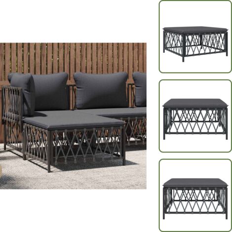 Mobili da giardino - vidaXL Poggiapiedi Giardino con Cuscino Antracite Tessuto Intrecciato - Poggiapiedi in acciaio