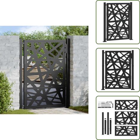 Cancello da patio - vidaXL Cancello da giardino nero 100x125 cm in acciaio design leggero - Cancello in acciaio corten