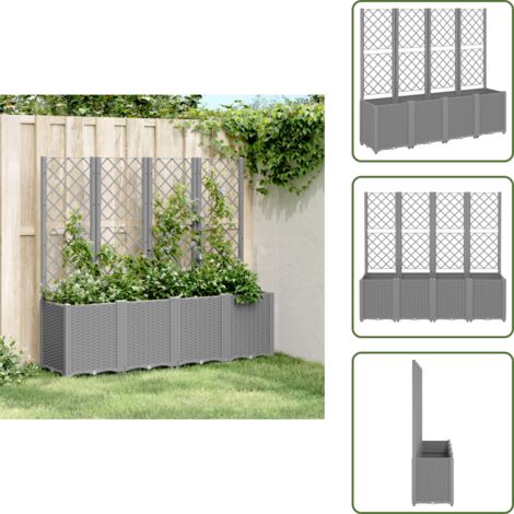 Fioriera in polipropilene - vidaXL Fioriera Giardino con Traliccio Grigio Chiaro 160x40x140 cm PP - Fioriera modulare