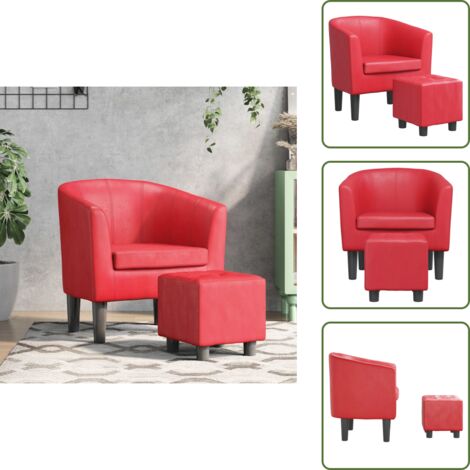 Poltrona con poggiapiedi - vidaXL Poltrona a Pozzetto con Poggiapiedi Rossa in Similpelle - Poltrona per camera da letto