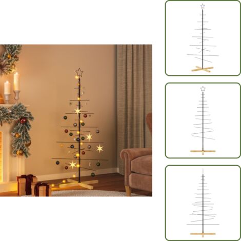 Albero di Natale in acciaio - vidaXL Albero di Natale in Metallo con Base in Legno Nero 150 cm - Albero di Natale con base in legno