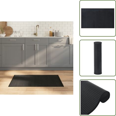 Tappeto antiscivolo - vidaXL Tappeto Rettangolare Nero 60x100 cm in Bambù - Tappeto per soggiorno