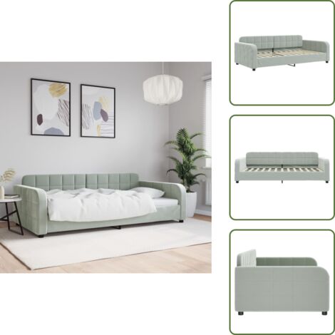 Letto da giorno 2 in 1 - vidaXL Letto da Giorno Grigio Chiaro 100x200 cm in Velluto - Divano letto moderno