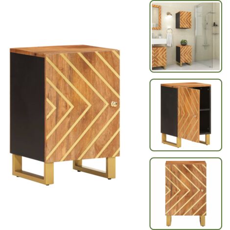 Armadio in legno - vidaXL Mobiletto da Bagno Marrone e Nero 38x33,5x58 cm Legno di Mango -