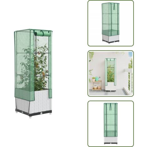 Coltivazione - vidaXL Letto Rialzato con Copertura Serra Effetto Rattan 40x40x139 cm - Piante