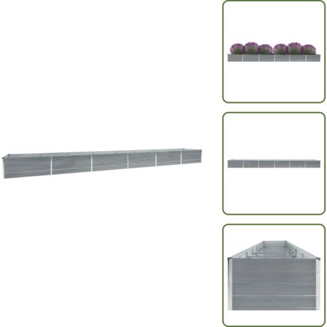 Fioriera in acciaio zincato - vidaXL Letto Rialzato Giardino in Acciaio Zincato 600x80x45 cm Grigio - Letto rialzato per piante