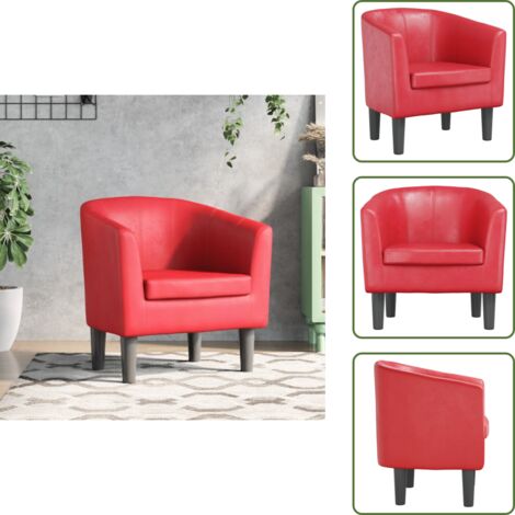 Poltroncina per Soggiorno - vidaXL Poltroncina a Pozzetto Rossa in Similpelle - Poltroncina per Camera da Letto