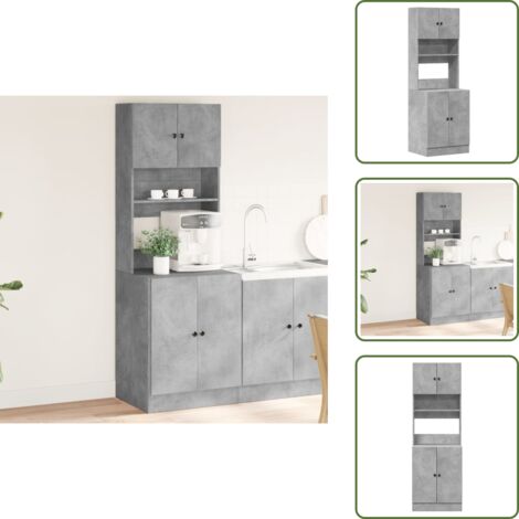 Armadio in legno - vidaXL Mobile da Cucina Grigio 60x50x180 cm in Legno Multistrato - Armadio da cucina grigio cemento