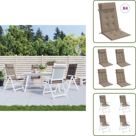 Cuscino per casa - vidaXL Cuscini per Sedia con Schienale Alto 4pz Tortora Tessuto Oxford - Cuscino per ufficio