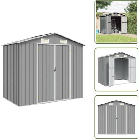 Protezione da vento - vidaXL Capanno da Giardino Grigio 205x129x183 cm in Acciaio Zincato - Protezione da intemperie