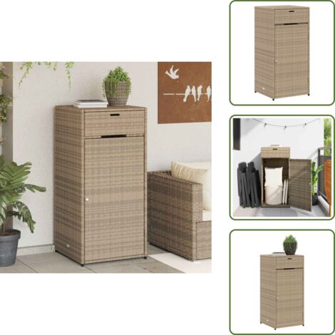Armadietto in rattan - vidaXL Armadietto Portaoggetti Giardino Beige 55x55x111cm Polyrattan - Armadietto in acciaio
