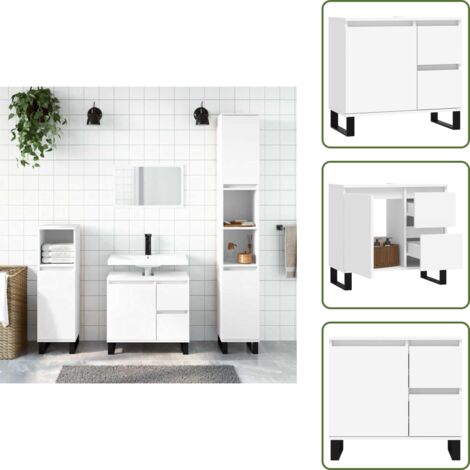 Armadio in legno multistrato - vidaXL Armadietto da Bagno Bianco 65x33x60 cm in Legno Multistrato - Armadio da bagno bianco