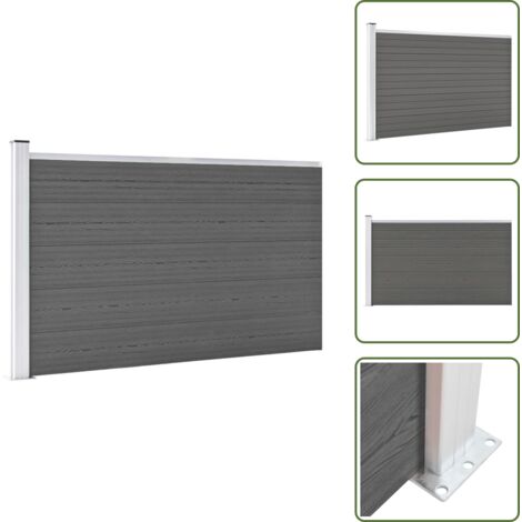 Recinzione residenziale - vidaXL Pannello di Recinzione in WPC 175x105 cm Grigio - Pannello in legno plastica