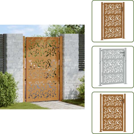 Cancello con serratura - vidaXL Cancello da giardino 100x125 cm in acciaio corten con design a foglia - Cancello da patio