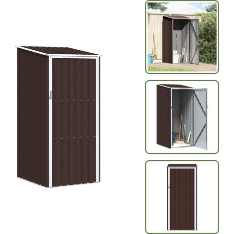 Casetta da giardino con tetto inclinato - vidaXL Capanno da Giardino Marrone 87x98x159 cm in Acciaio Zincato - Casetta da giardino per attrezzi