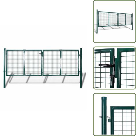Recinzione per giardino - vidaXL Cancello per Recinzione in Acciaio 300x125 cm Verde - Cancello per patio