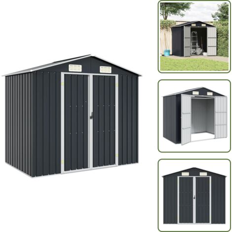 Capanno con prese d'aria - vidaXL Capanno da Giardino Antracite 205x129x183 cm in Acciaio Zincato - Ventilazione esterna