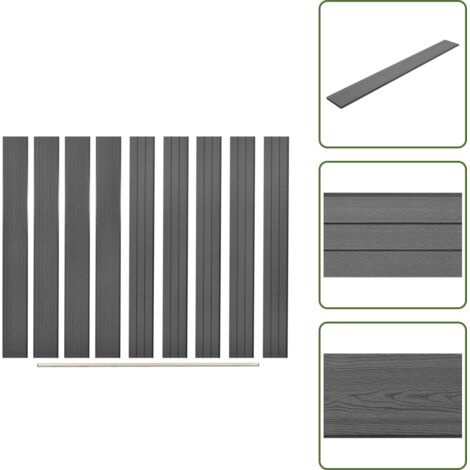 Pannelli in legno plastica - vidaXL Pannelli di Ricambio per Recinzione 9 pz in WPC 170 cm Grigi - Barre di finitura