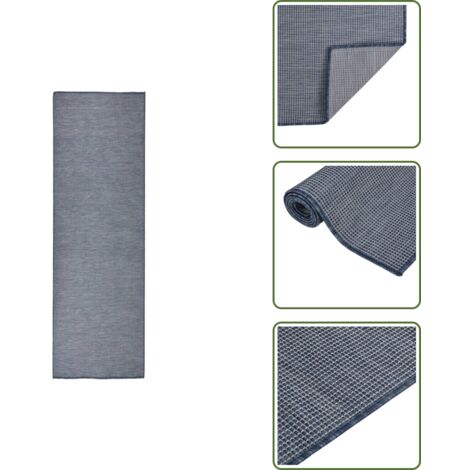 Tappeto per terrazza - vidaXL Tappeto da Esterni a Tessitura Piatta 80x250 cm Blu - Tappeto per balcone