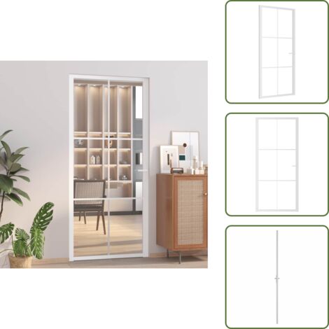Design moderno - vidaXL Porta Interna 93x201,5 cm Bianca in Vetro ESG e Alluminio - Porta da interno